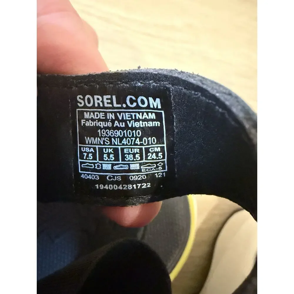Sorel Kinetic Impact Sandal Black Neon Leather Breathable Open Shoes 7.5